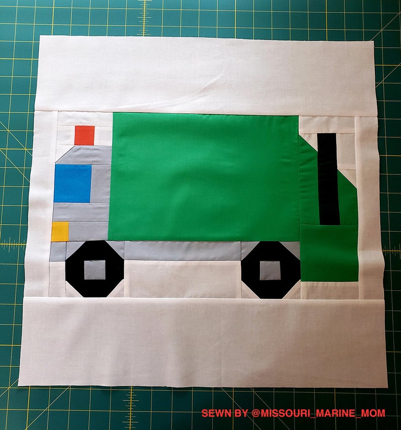 PDF Quilt Block Pattern Garbage Truck Vehicle Quilt Etsy