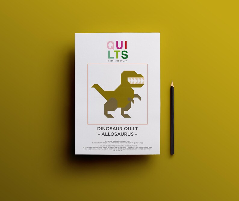PDF Quilt Block Pattern – Allosaurus – Dinosaur Quilt - Etsy