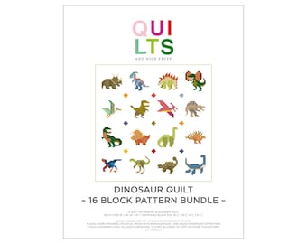 Dinosaur Quilt 16 Block Pattern Bundle – PDF Pattern