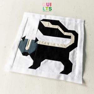 PDF Quilt Block Pattern – Skunk – Animal Quilt