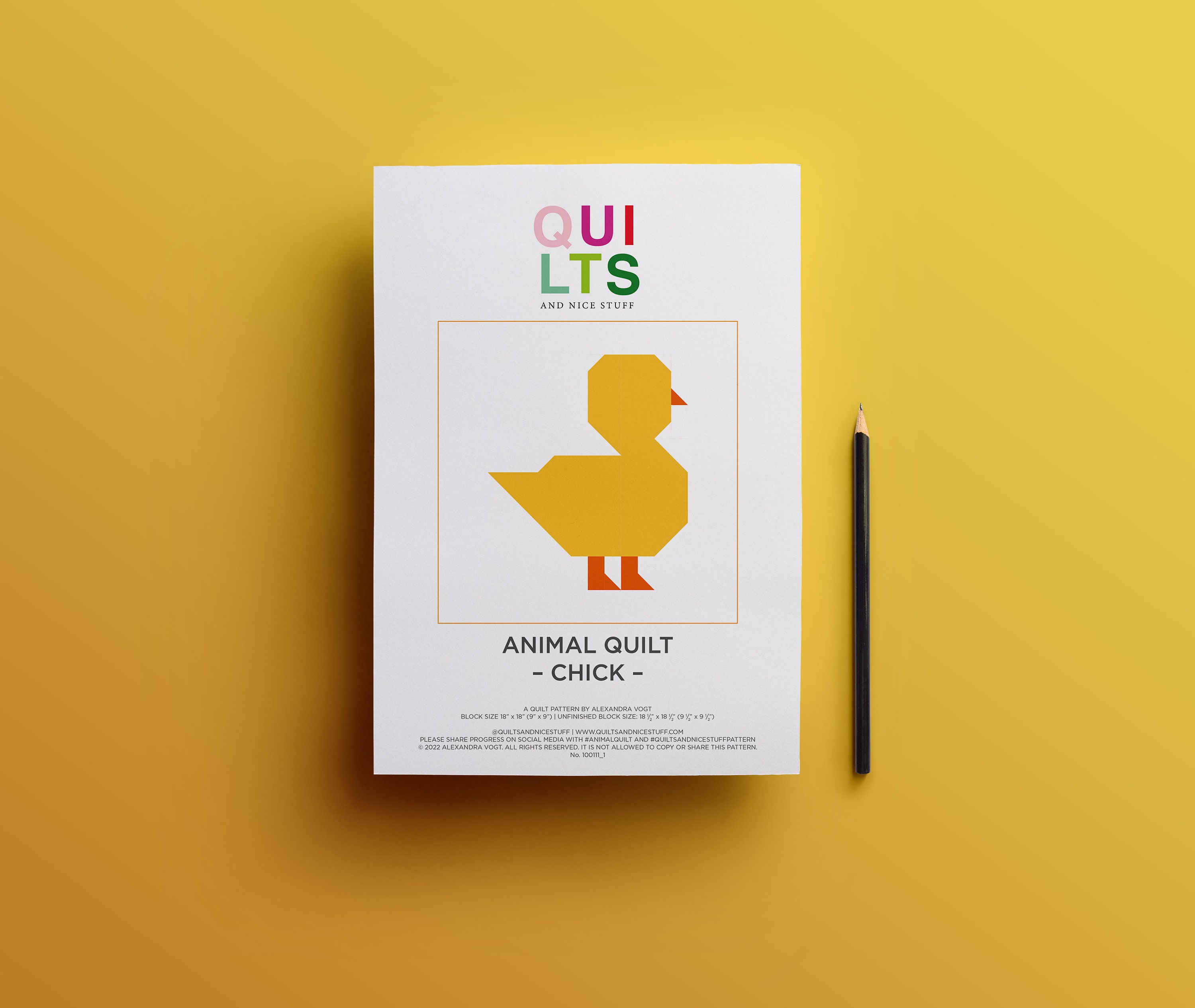 PDF Quilt Block Pattern – Chick – Animal Quilt - Etsy
