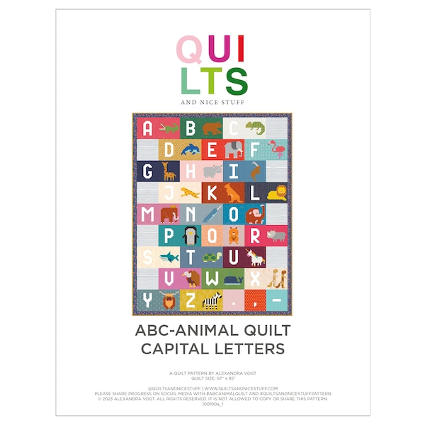 ABC-Tier Quilt, Quilt für Kinder, Schulanfang, individuelle Blockauswahl
