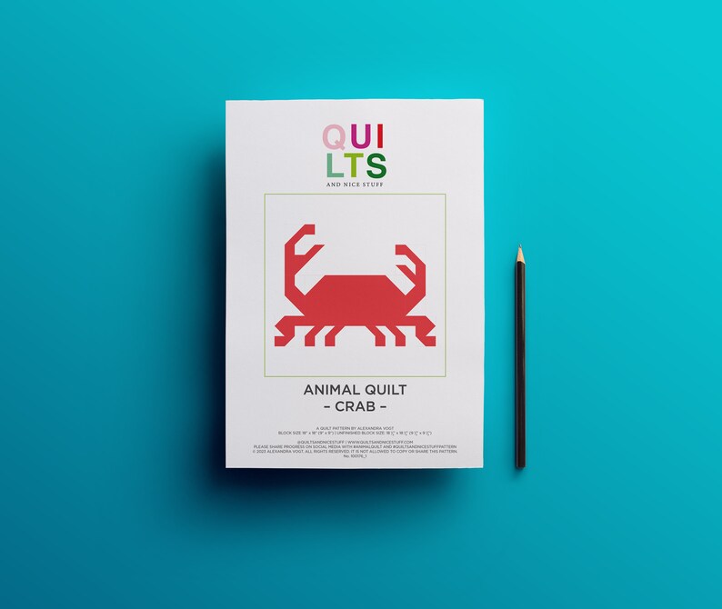 PDF Quilt Block Pattern – Crab – Animal Quilt - Etsy