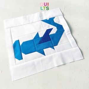 PDF Quilt Block Pattern – Hammerhead Shark – Animal Quilt