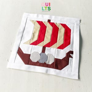 PDF Quilt Block Pattern – Medieval Boat 1 – Knights & Castles Quilt