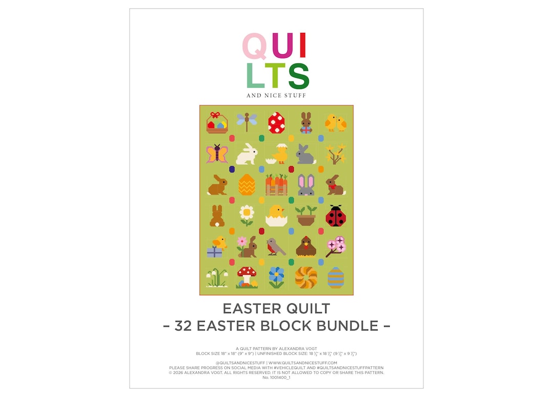 Easter Quilt 32 Block Pattern Bundle – PDF Pattern – Quilt for Easter ...