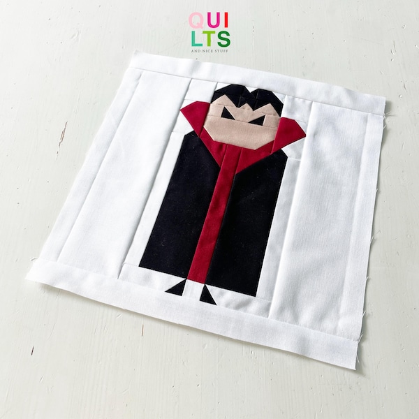 PDF Quilt Block Pattern – Dracula 1 – Halloween Quilt
