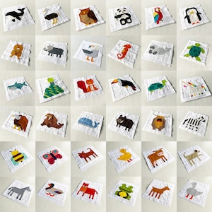 May include: A set of 36 colourful felt squares featuring different animal designs. Each square is approximately 4 inches by 4 inches and features a simple, geometric design of an animal. The animals include a penguin, a toucan, a panda, a turtle, a unicorn, a butterfly, a bee, a walrus, a shark, a toucan, a cow, a horse, a frog, a fish, a dog, a cat, a bird, a bear, a deer, a fox, a rabbit, a squirrel, a mouse, a snake, a spider, a worm, a ladybug, a butterfly, a bee, a flower, a tree, and a sun.