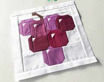 PDF Quilt Block Pattern – Grapes + Bonus Block: Shiny Grapes – Fruits & Vegetables Quilt