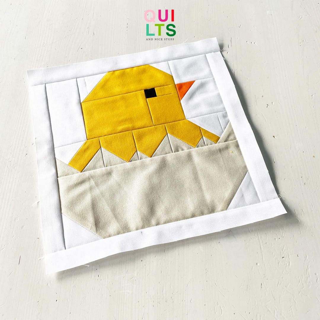 Block Chick PDF Quilt Block Pattern – Chick in Eggshell – Easter Quilt – Easter ...