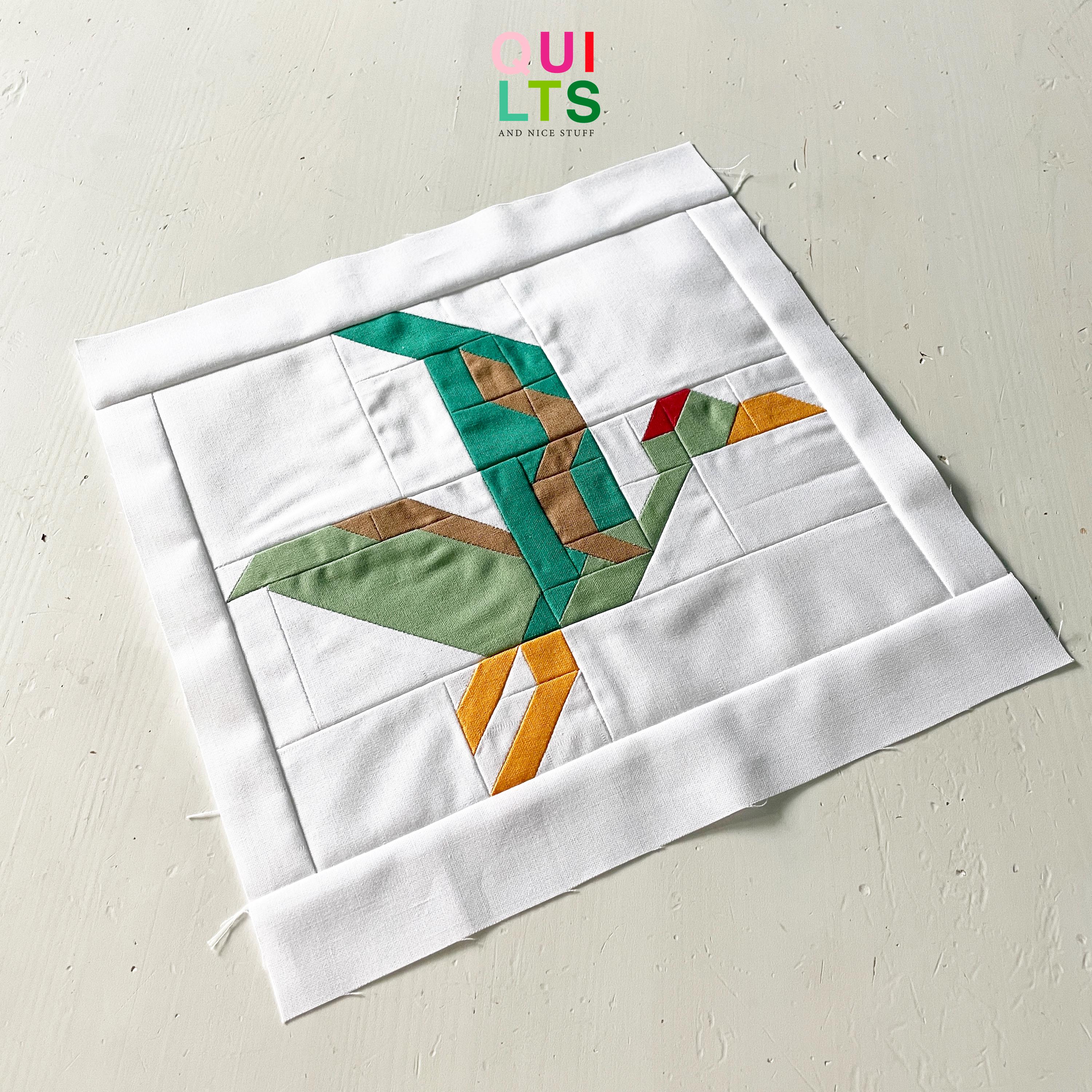 PDF Quilt Block Pattern – Quetzalcoatlus – Dinosaur Quilt