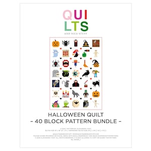 Instructions PDF pour 40 blocs de patchwork d'Halloween – Saison des frissons