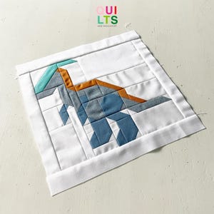 PDF Quilt Block Pattern – Parasaurolophus – Dinosaur Quilt