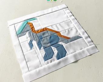 Instruções em PDF para o Bloco de Colcha de Dinossauro – Parasaurolophus