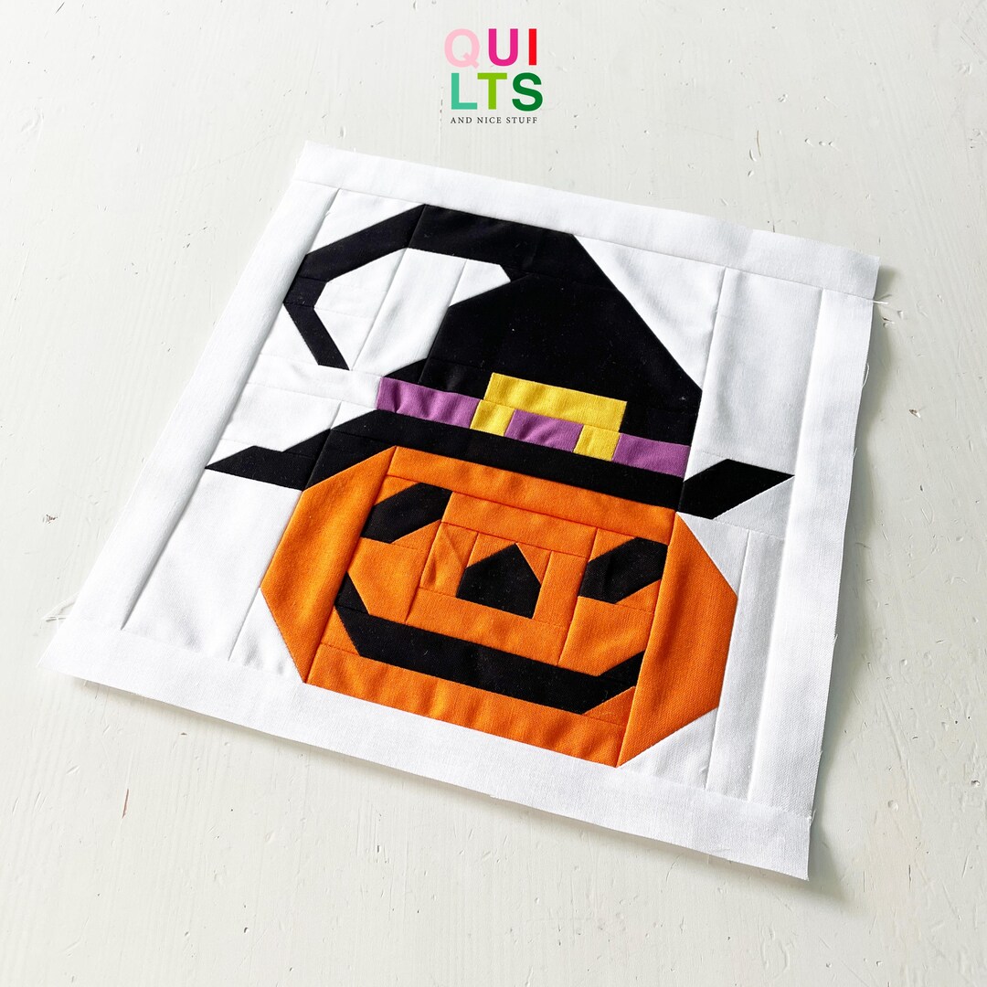 PDF Quilt Block Pattern – Pumpkin With Hat – Halloween Quilt - Etsy