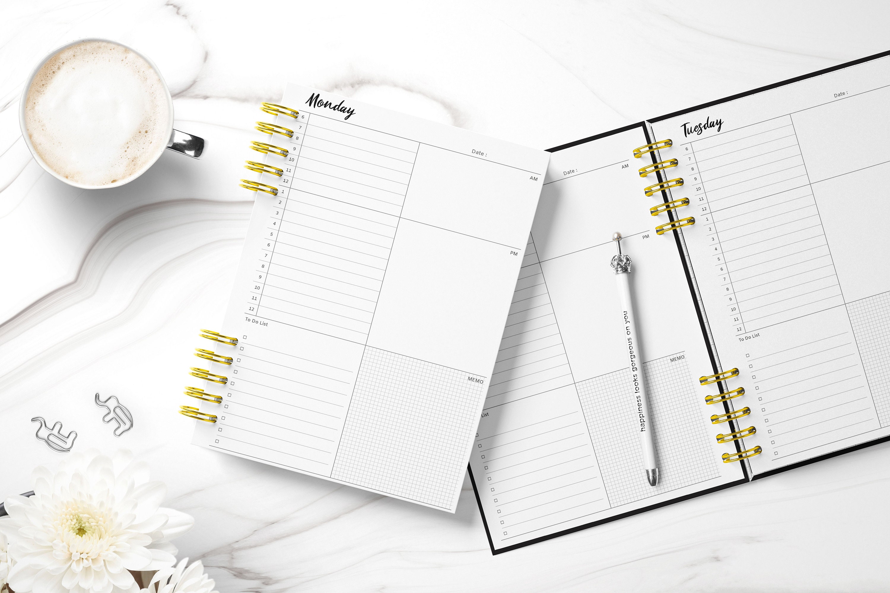 daily work planner weekly planner aesthetic printed 7 days