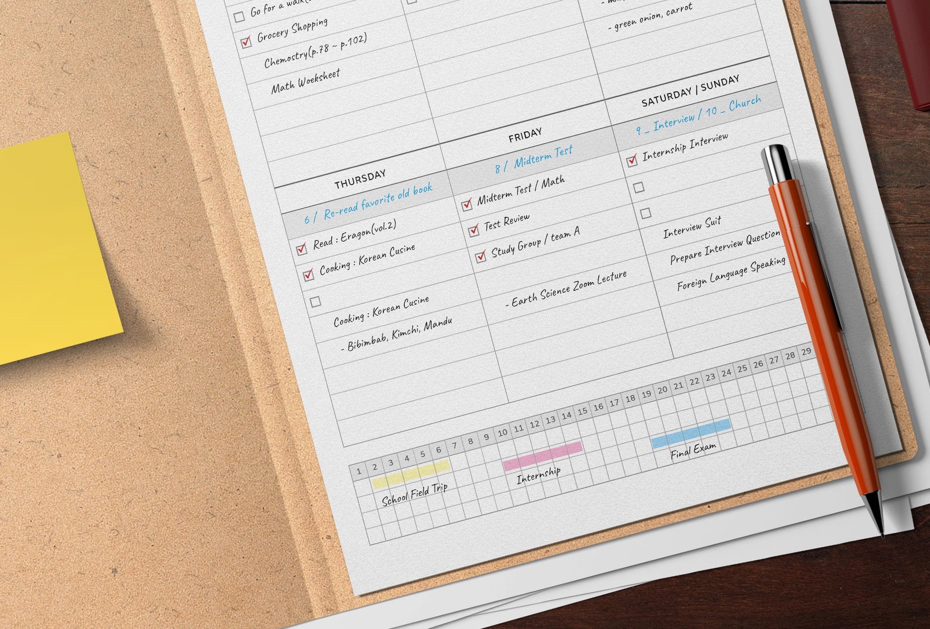 aesthetic planner weekly tracker schedule a4 weekly etsy