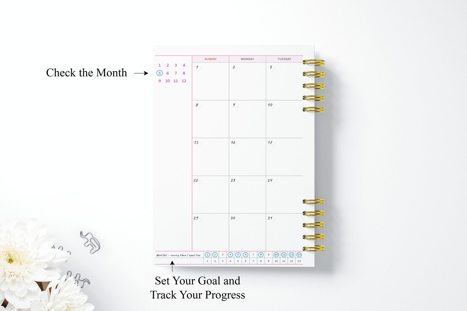 Monthly Planner Undated A6 Size Printable Etsy