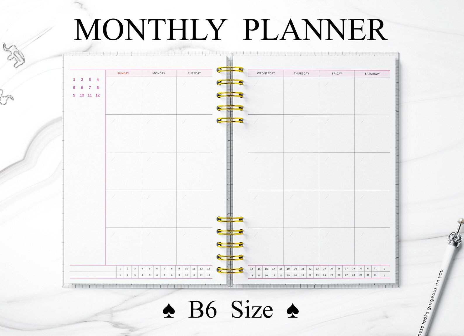 Monthly Planner Undated B6 Size Habit Tracker Etsy