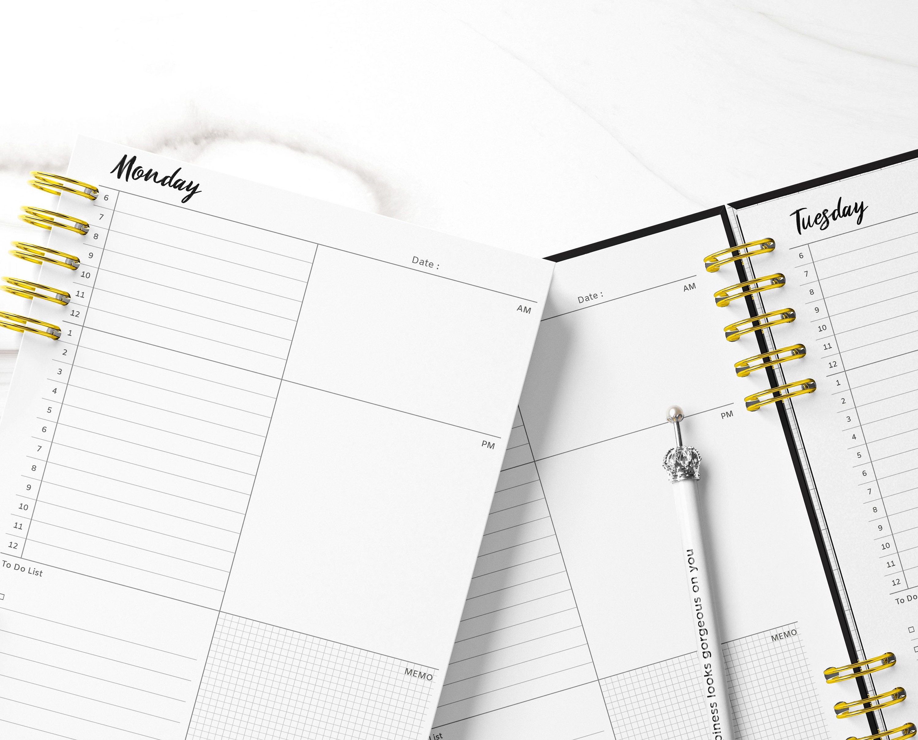 daily work planner weekly planner aesthetic printed 7 days etsy
