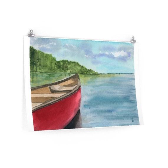 Red Canoe Art Print - Etsy