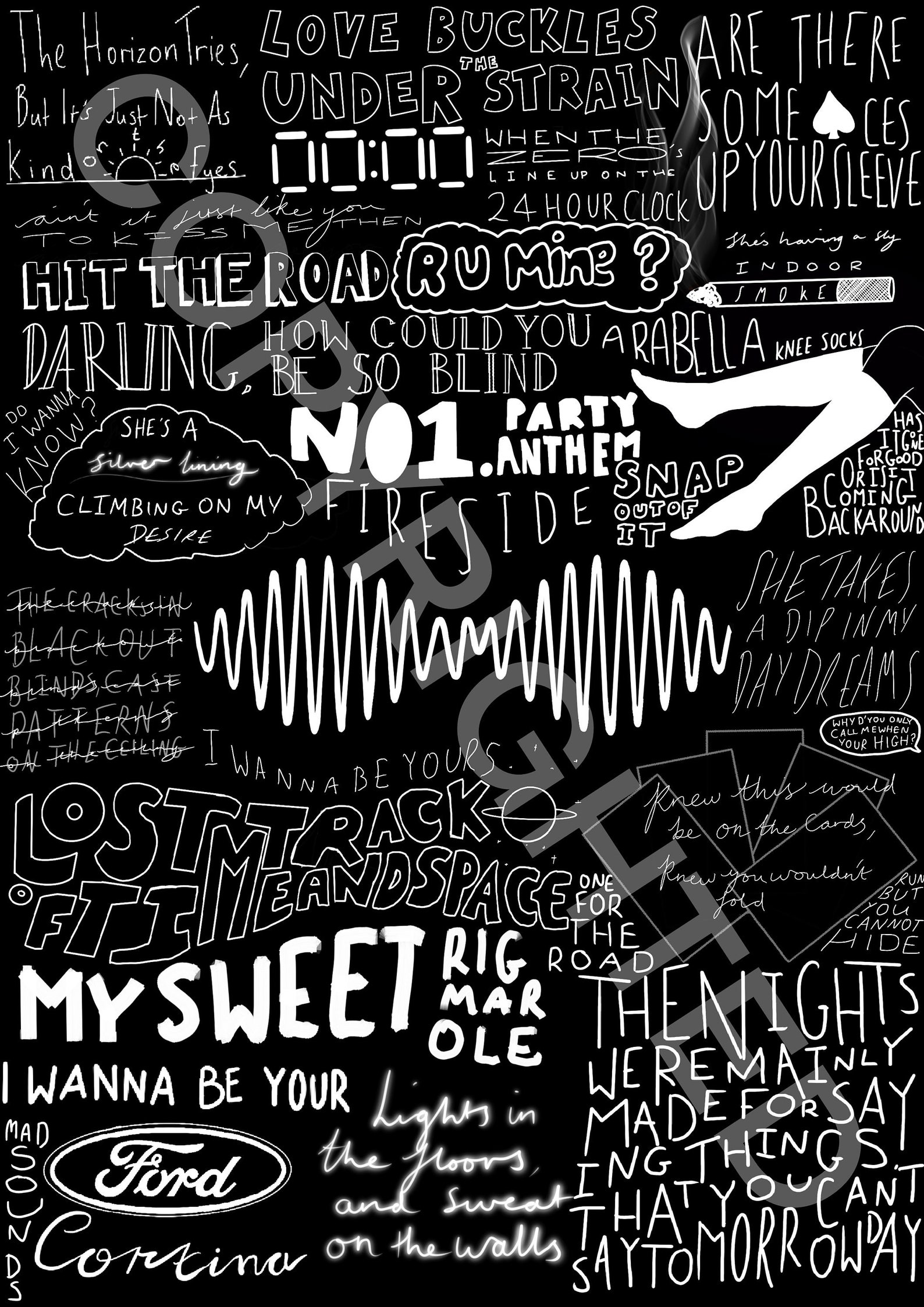 Arctic Monkeys Lyric Art Original AM album Etsy