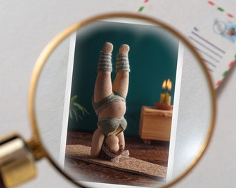 Yoga asana #7 - miniature card with envelope - Mothers Day personalized gifts