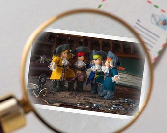 Mini note cards - Pirates miniature gift card with envelope - Dollhouse miniature collectible cards - gift for him - Pirates #1