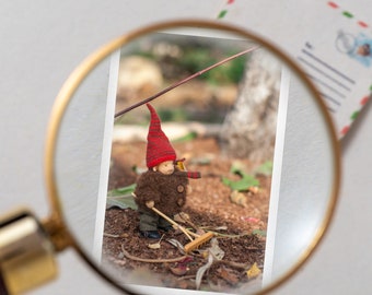 Mini note cards - Little hobbit gardener miniature card with envelope - Gardener gifts