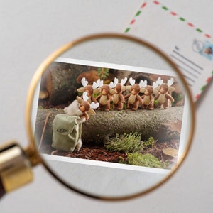 Tiny christmas postcard - tiny deers mini cards - Christmas gifts - party favors