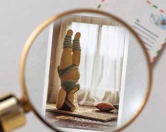 Yoga asana #8 - miniature blank card with envelope - christmas gifts personalized gifts