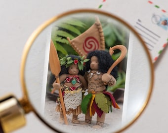 Mini note cards - Moana with Maui - Dollhouse miniature card with envelope