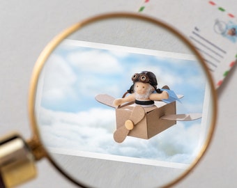 Gnome card - Dollhouse miniature card with envelope - I can fly!