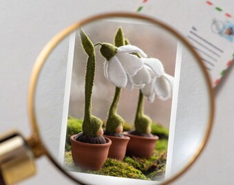 Mini note cards - Snowdrops - tiny card with envelope - Mom gifts