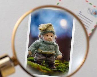 Mini note cards - Little gnome card - advent calendar fillers - miniature card with envelope - christmas gifts