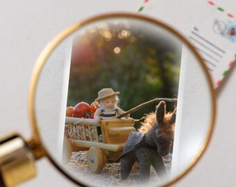 Miniature card with Donkey - card with envelope - tiny christmas card