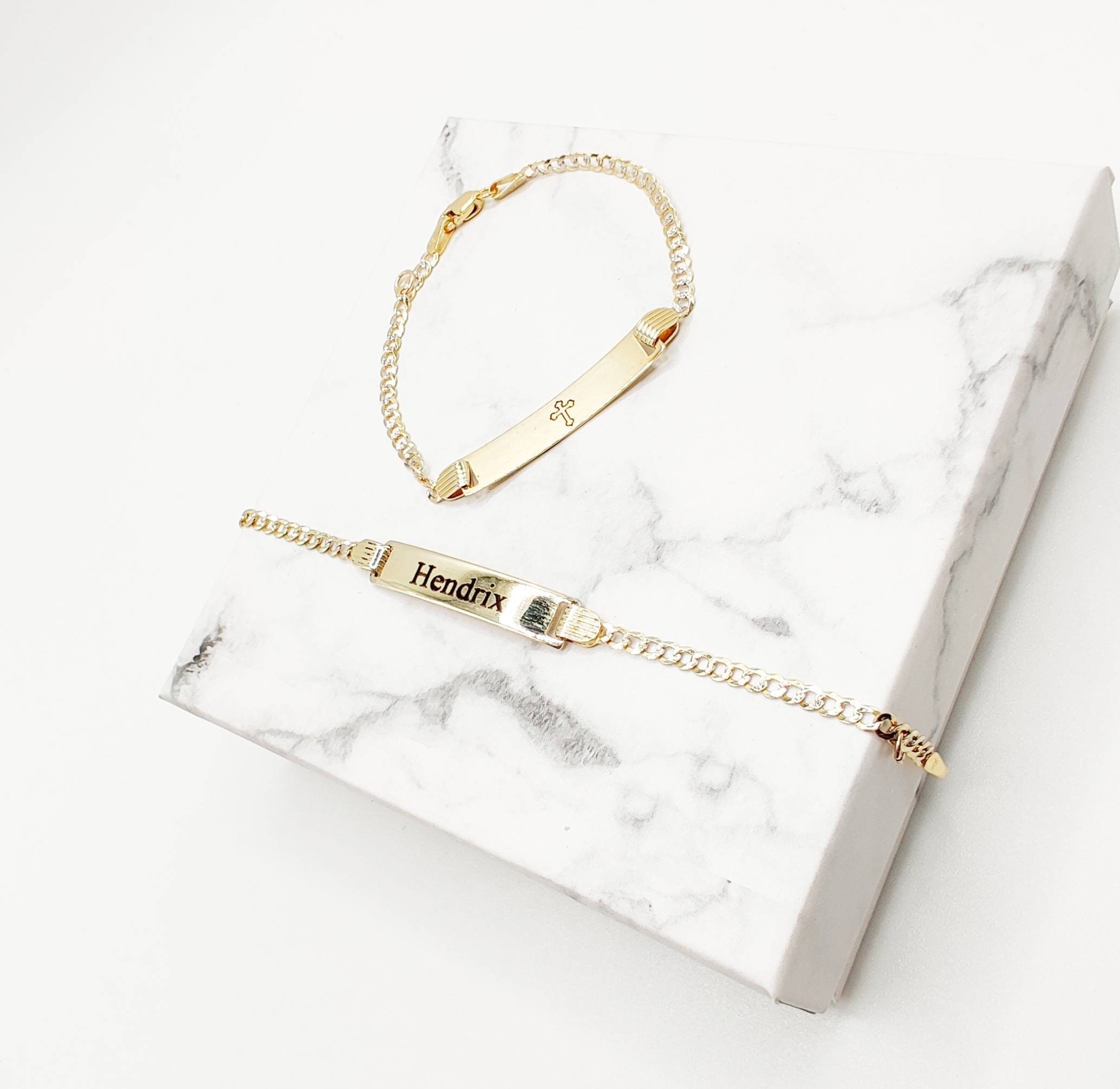 Solid Gold Baby Bracelet 14K Gold Baby ID Bracelet Gift Etsy