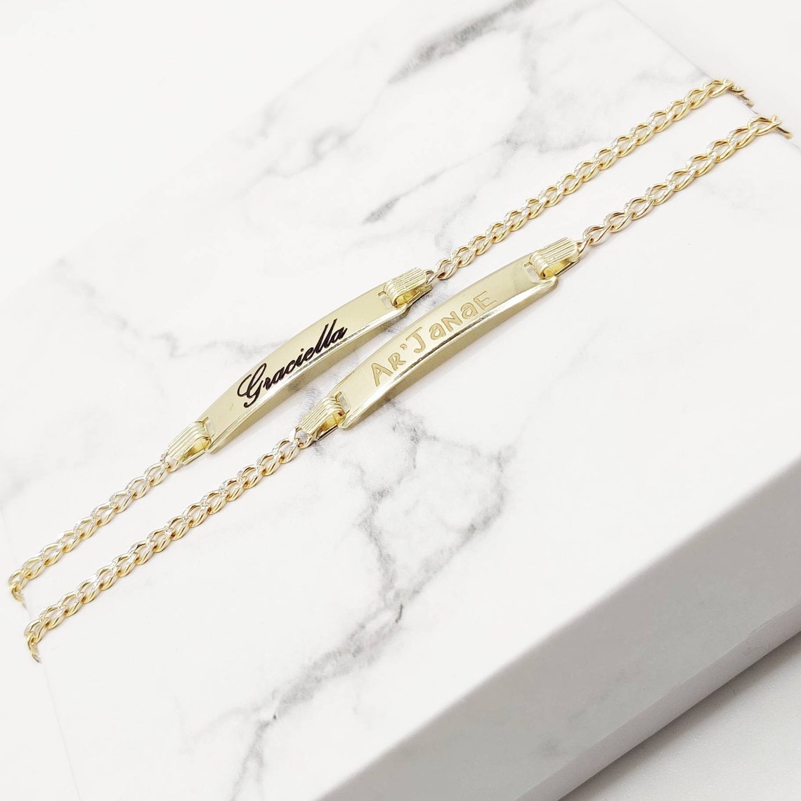 Solid Gold Baby Bracelet 14K Gold Baby ID Bracelet Gift Etsy