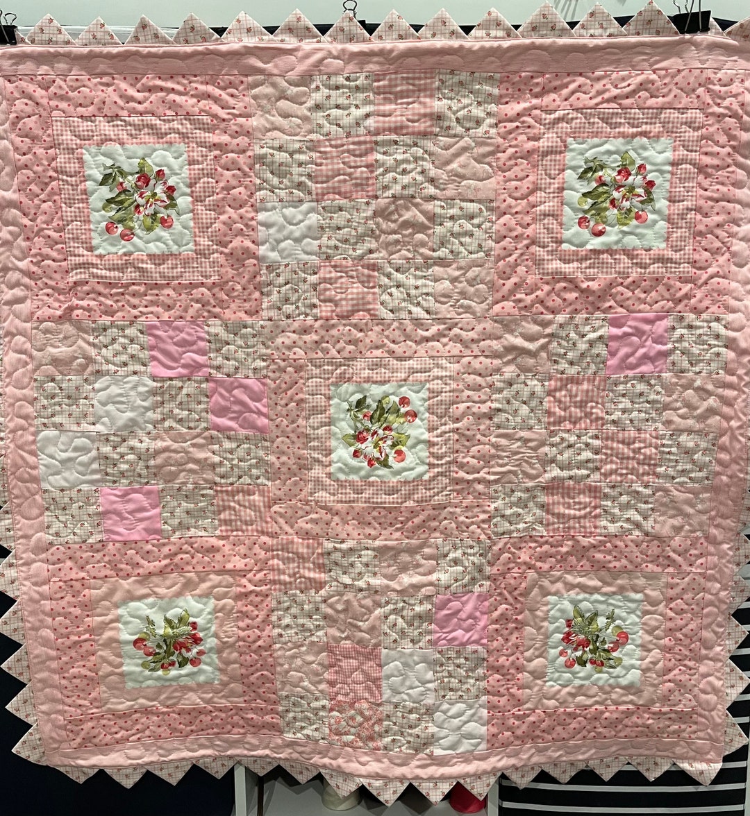 Old Fashion Baby Quilt With Prairie Points Etsy