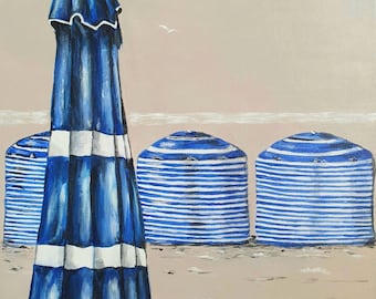 Normandy Beach Painting, Original Art Work, Beach House Art, Costomised  Beach Wall Art by OlgaKleotArt