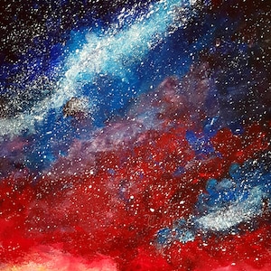 Pintura del Universo, Obra de Arte Original Optimista, Arte Original Francés 12×9 pulgadas por OlgaKleotArt