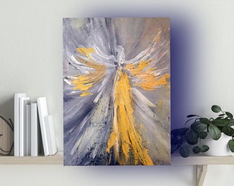 Abstract Angel painting. Original artwork. Angel Wall art.  Modern Original abstract customizing painting by OlgaKleotArt.