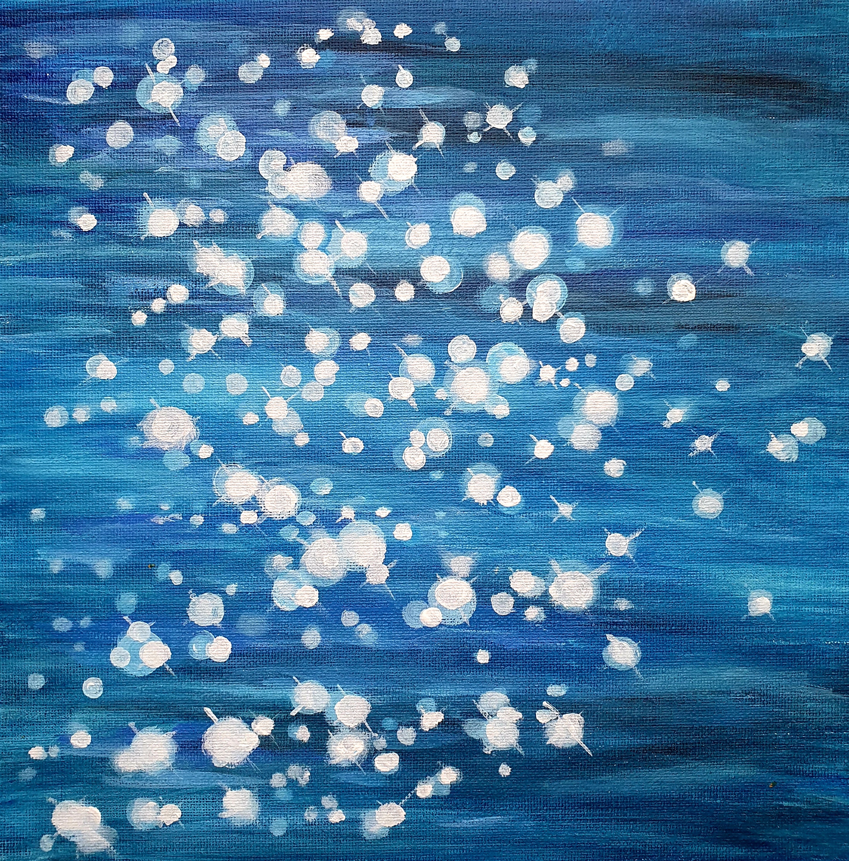 Impasto Seascape Painting: Water Reflection, Blue Wall Art (10x10