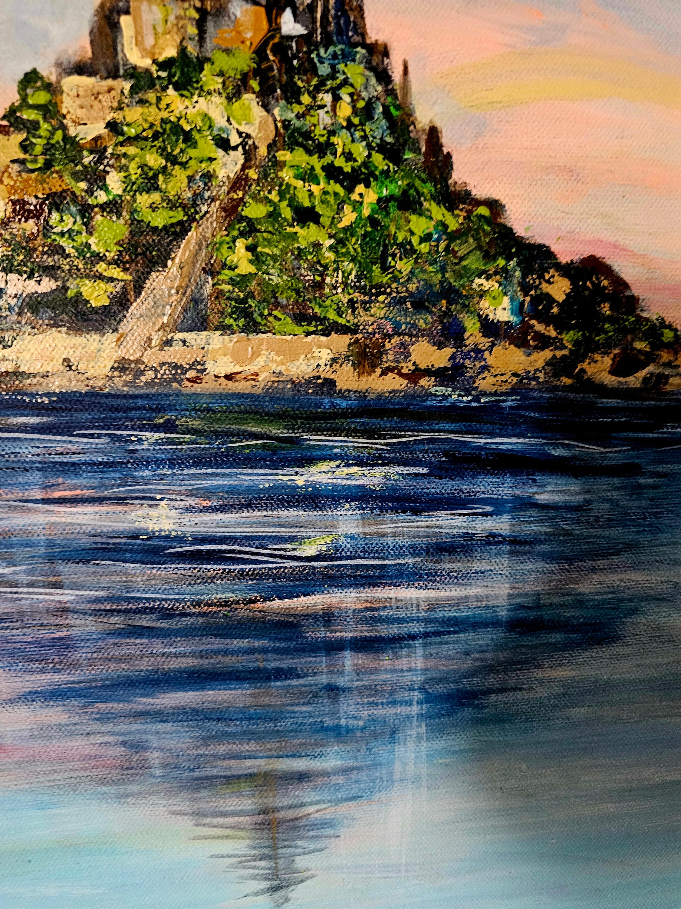 モン・サン＝ミシェルの絵画、ノルマンディーの海景、キャンバスに油彩