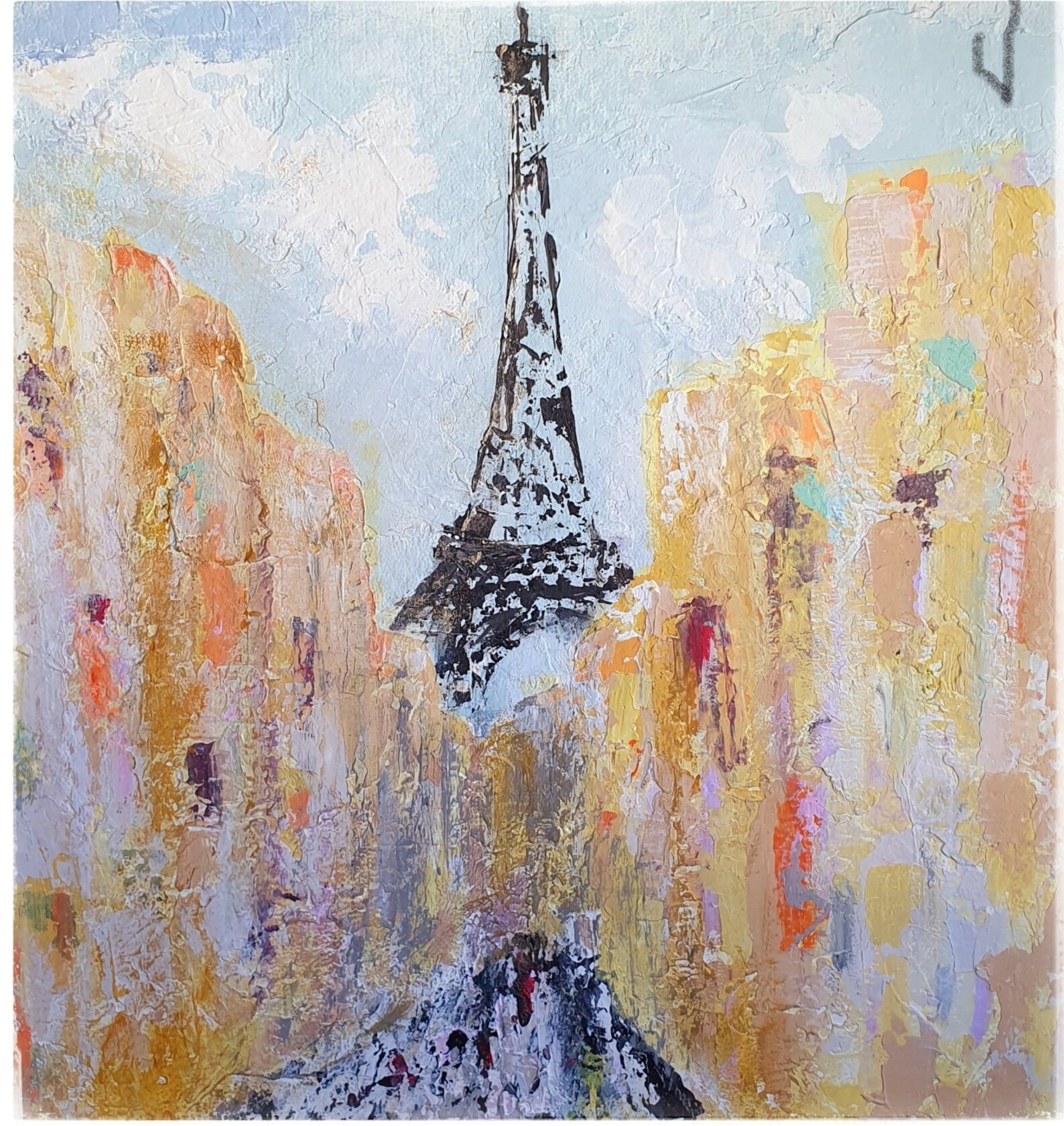 Abstract Eiffel Tower Paris Art Original Wall Painting Etsy