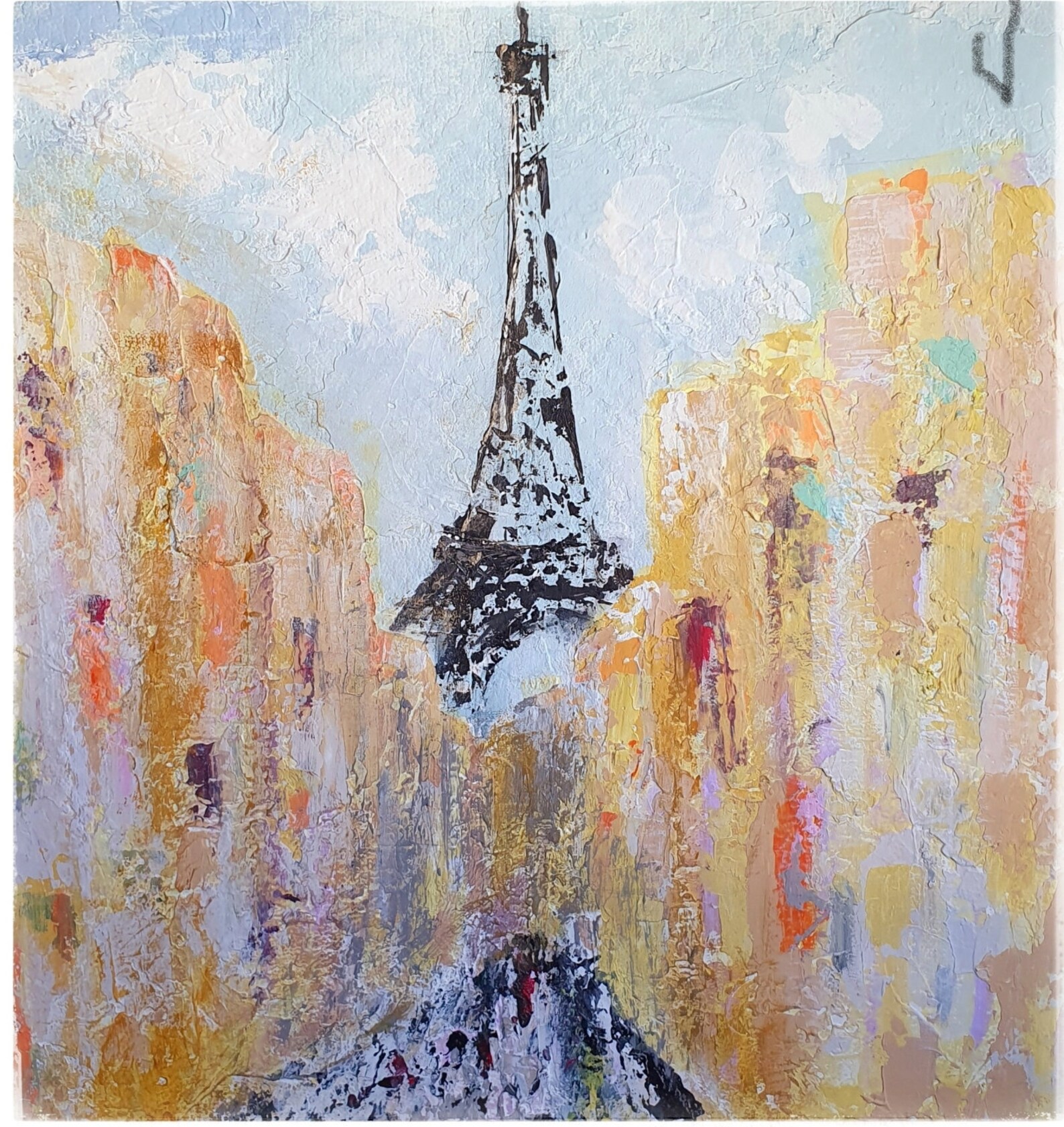 Abstract Eiffel Tower. Paris Art Original wall painting. Etsy