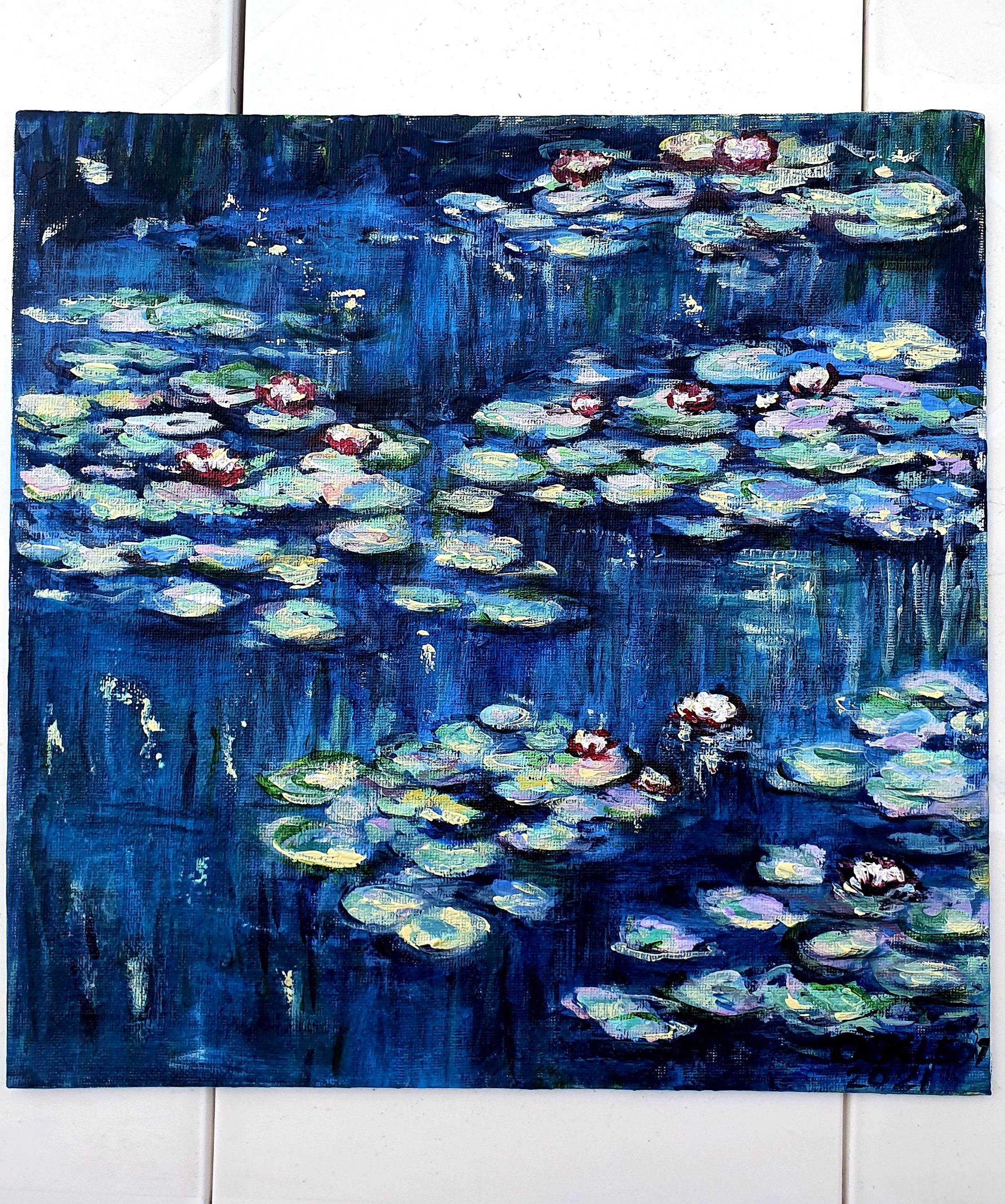 モネ風睡蓮の絵画：フランス印象派美術、12x12 - Etsy 日本