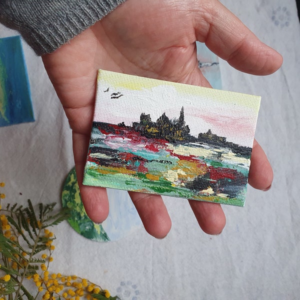 ACEO landschap origineel schilderij. Klein schilderij, cadeau-idee van OlgaKleotArt.