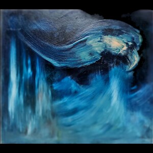 Uma pintura abstrata a óleo mística aleatória. Inspirada nas gárgulas de Notre Dame de Paris. Pintura gótica de OlgaKleotArt.