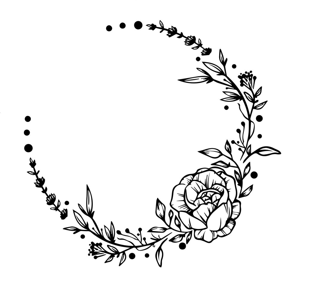 Floral Frame Svg Flower Border Half Floral Circle Flourish Etsy